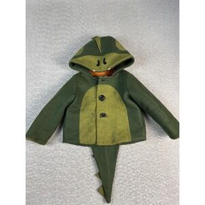 Little Goodall Coat Toddler 4 Green Wool Dinosaur Costume Hooded Tail Spikes